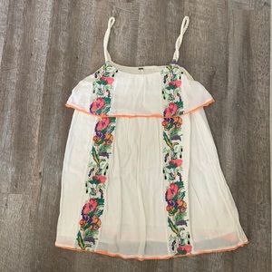 Free People White Embroidered Floral Dress
